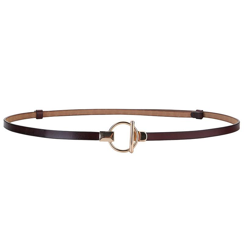 Leather Dress Belt For Women With Metal Closure And Fine Finish For Casual Wear