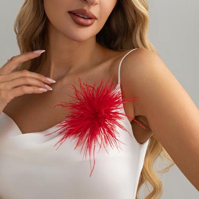 Damen Brosche Anstecknadel mit flauschigem leichtem Federdesign