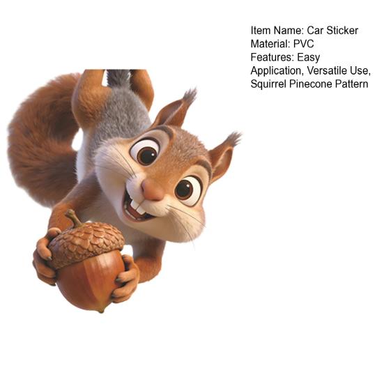 xiaobudian Car Sticker, Waterproof PVC Self-adhesive Traceless Auto Decal, Little Squirrel Pinecone Pattern Sticker for Fuel Tank Caps Windows Luggage