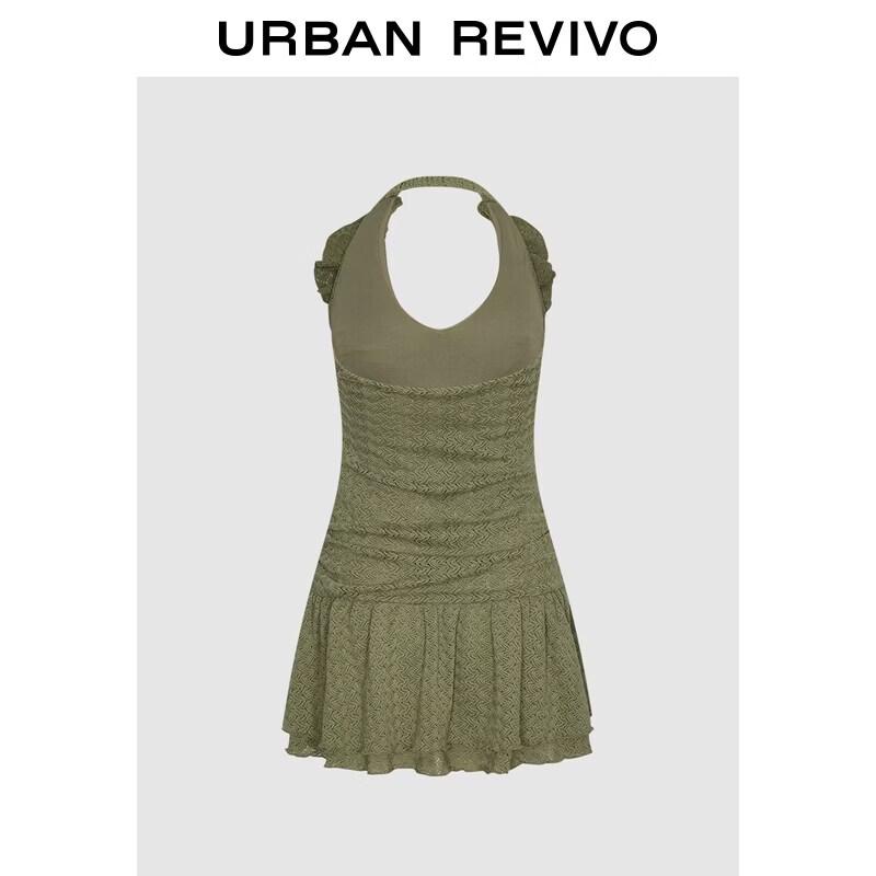 UR2026 Women s Ruffle Halter Neck Dress L
