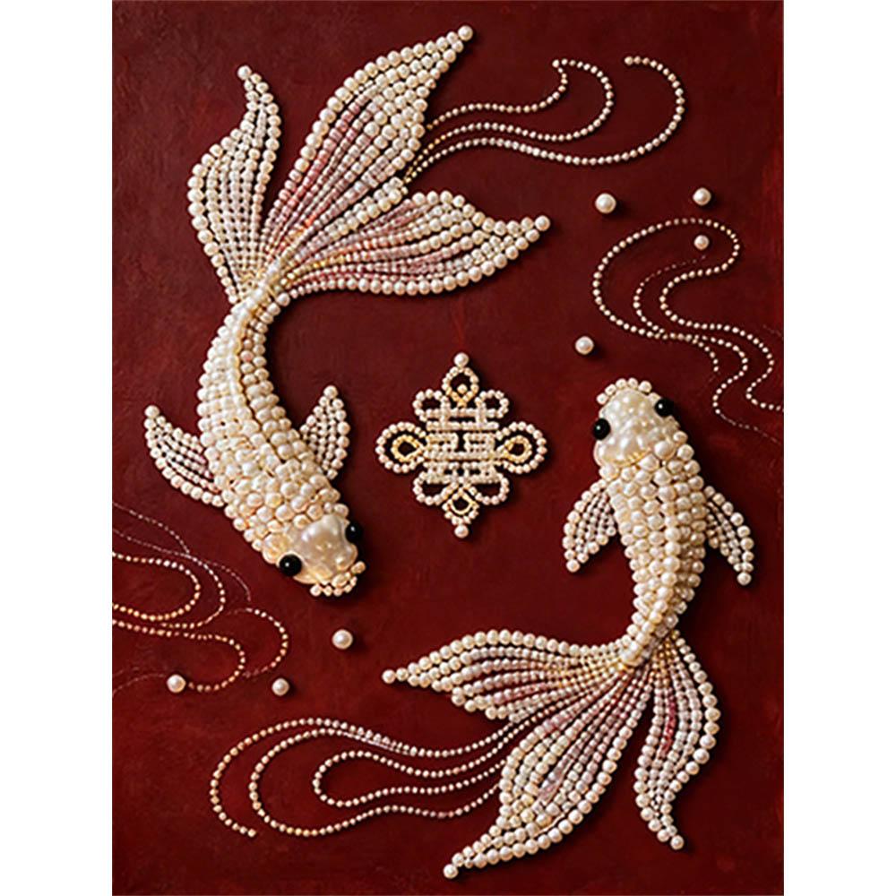 

Pearl Two Goldfish DIY Diamond Art Kits 15.7x19.6inch Gem Art Diamond Painting Kits Without Frame for Adults Gift Idea Home Wall Decor 40x50cm