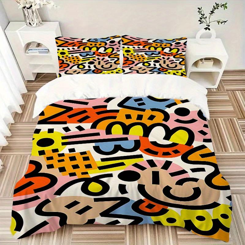 3pcs Abstract Pattern Bedding Set, Breathable and Soft, Suitable for All Seasons, Ideal for Home Use, Suitable for Bedroom Decor 21151