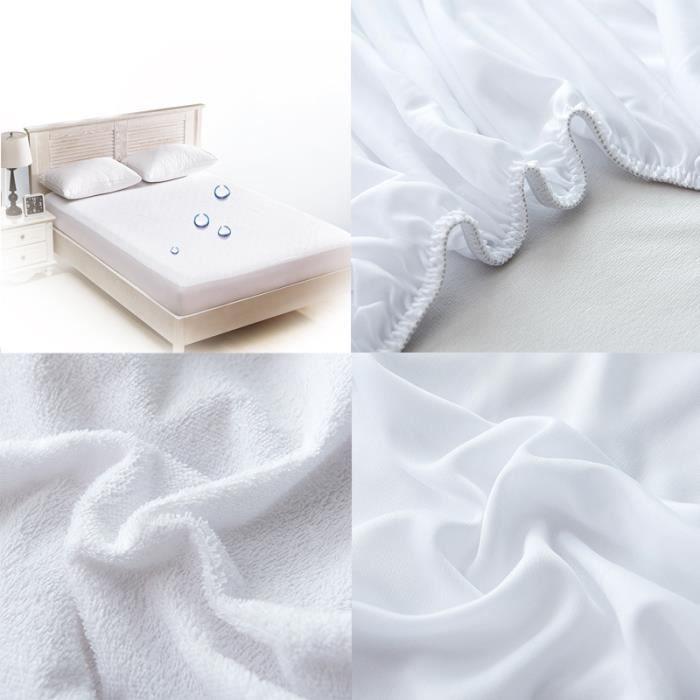 Protège matelas imperméable - LEOCLOTHO - AZ King - Bouclette Microfibre - 45 cm d'épaisseur - Blanc