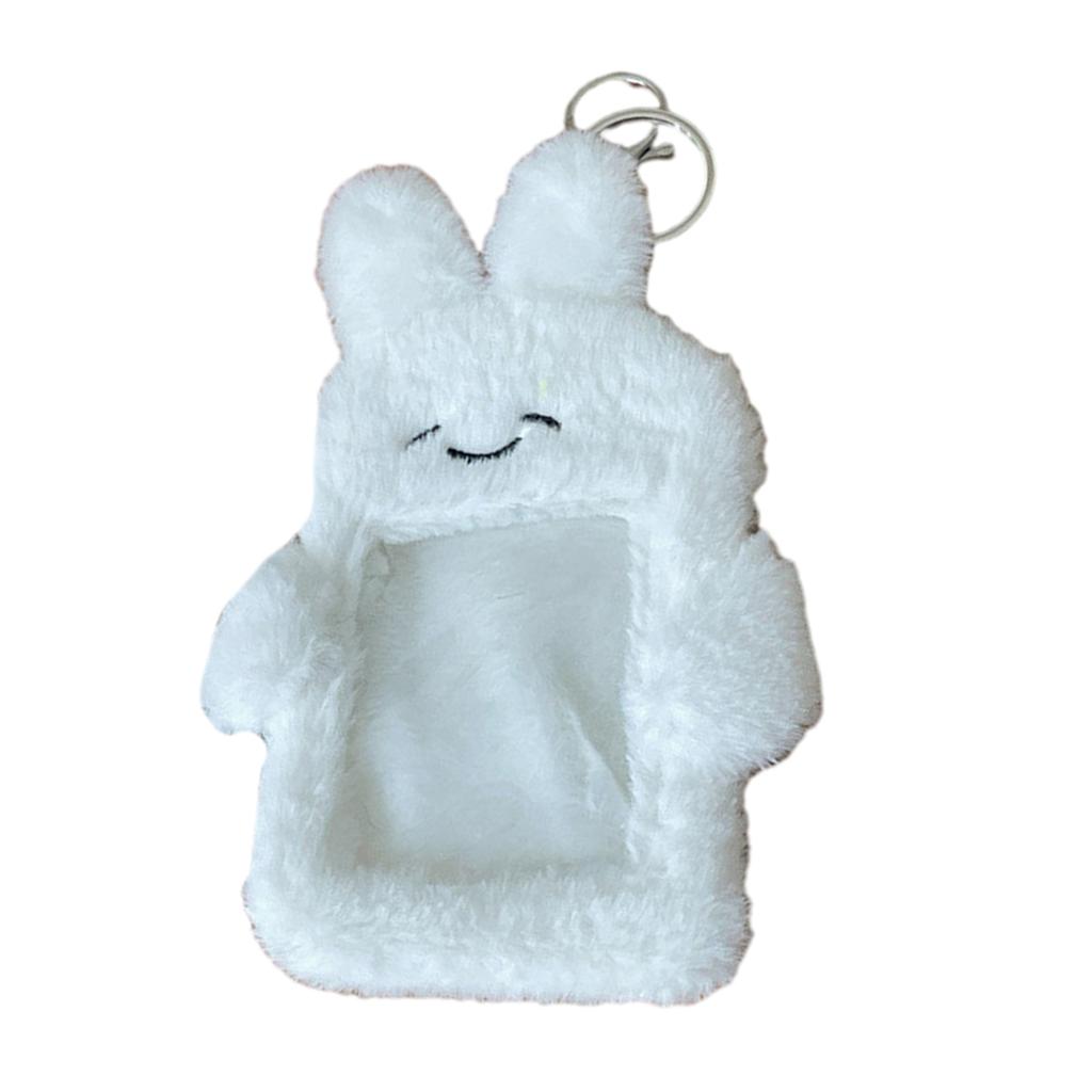 Cute Rabbit Plush Photocard Holder Photo Card Protective Cover Case Keychain Pendant 3Inch Photo Protector Stationery