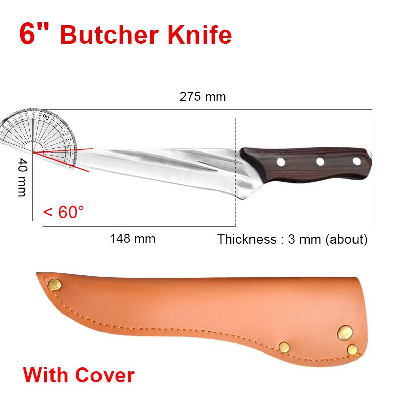 Butcher Boning Knives Cleaver Meat Chopping Vegetables Kitchen Knives Hand Forger Blade Chef Knife Stainless Steel Slicing Knife