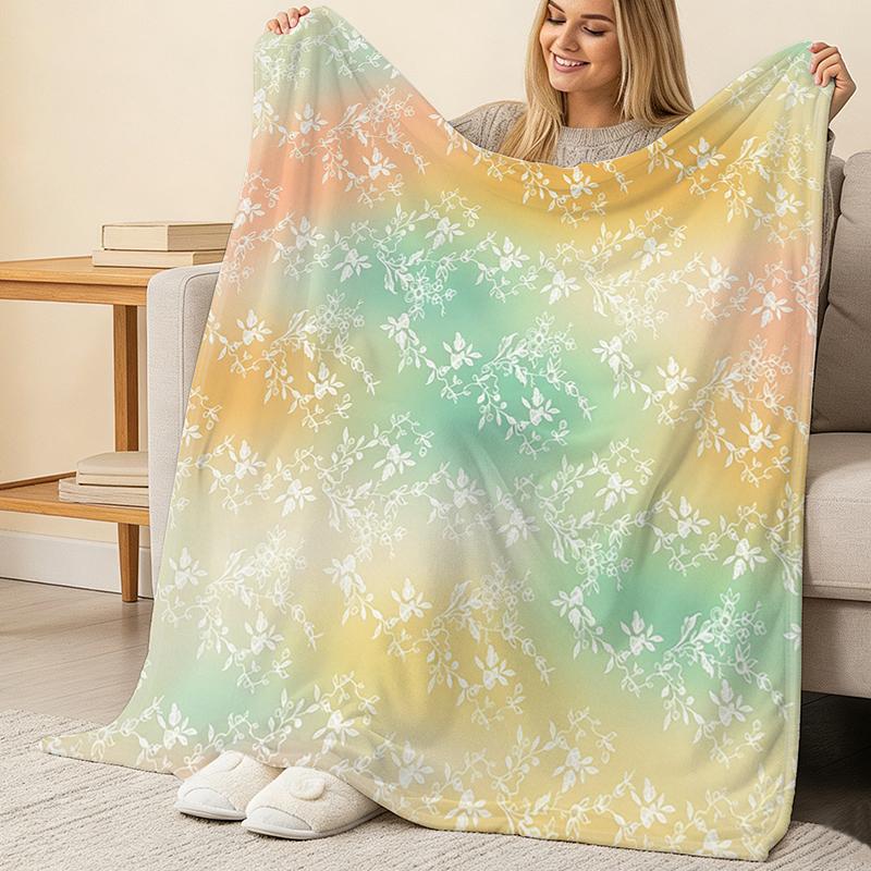 Ultra Soft Flannel Throw Blanket Gradient Design, Breathable Plush Fabric, Warm Cozy for Home & Office, Perfect for Halloween & Christmas