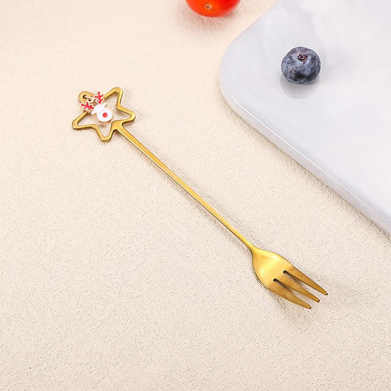 

Рождественская десертная ложка вилка нержавеющая сталь мультяшная милая Санта пряничный человечек послеобеденный чай кофейная ложка вилка рождественский подарок