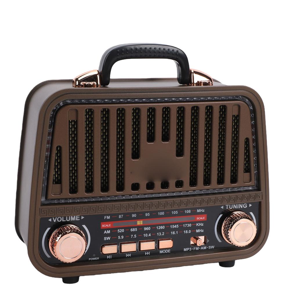 Retro Bluetooth Speaker AM FM SW Radio Rechargeable Vintage Wireless Speaker with Telescopic Antenna