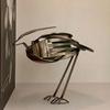Handgefertigte Metallvogel-Skulptur, Statue aus recyceltem Besteck, Rustikalisches Gabel-Löffel-Vogel-Figürchen für Garten, Terrasse, Bürotisch