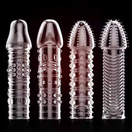 Textured Silicone Delay Sleeve with Studded Surface Male Enhancement Endurance Trainer with Anal Stimulation Reusable Discreet Adult Toy