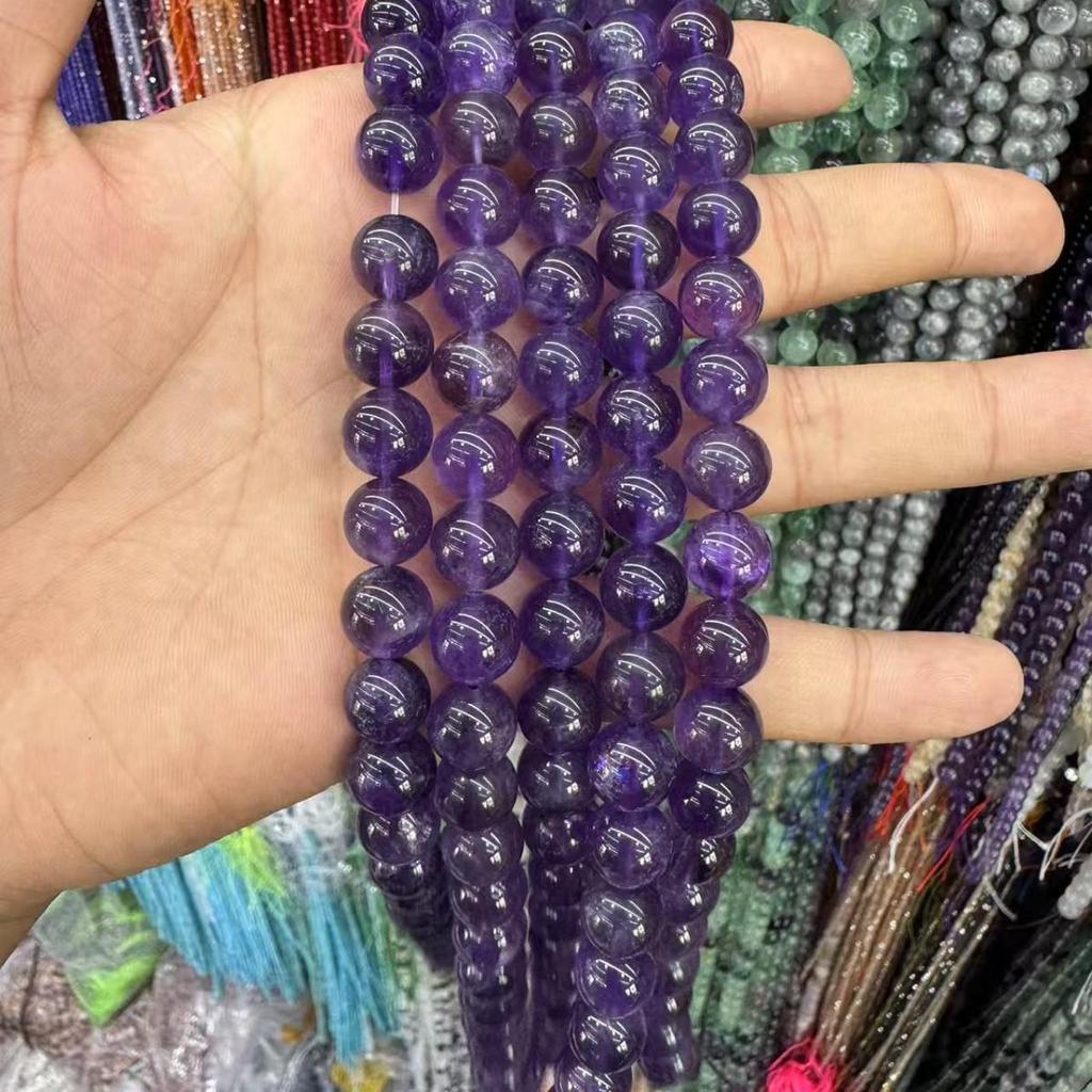 Natural Amethyst Round Beads for DIY Jewelry - Popular Style, Loose Semi-Finished Accessories