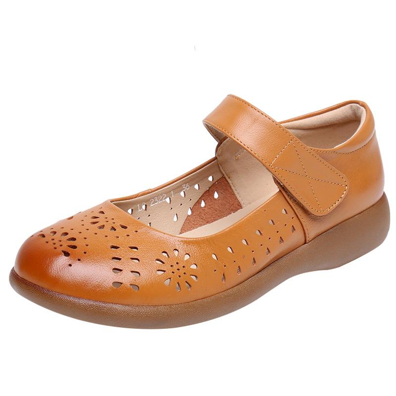 

Модные женские балетки из натуральной кожи GKTINOO, летняя обувь, женские повседневные лоферы больших размеров, с полым круглым носком, мягкие удобные сандалии 5