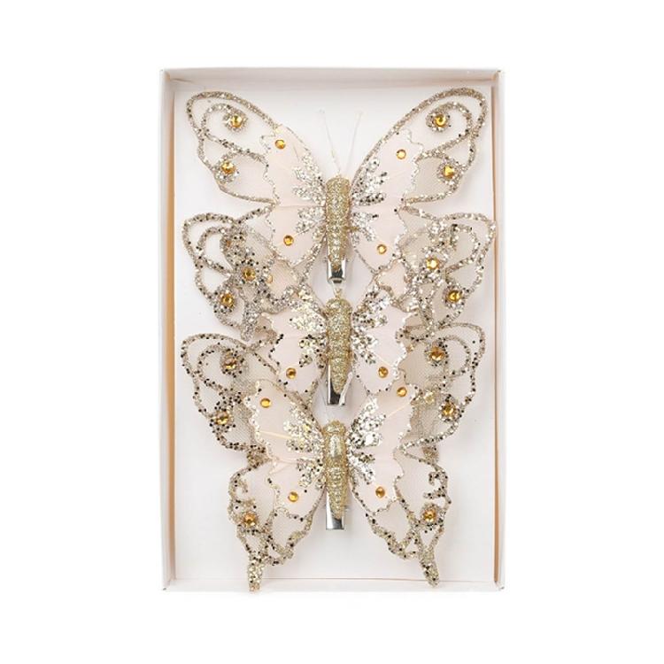 Glittering Butterfly Christmas Ornament Unique Butterfly Hanging Ornament for Christmas Tree and Holiday Decorations