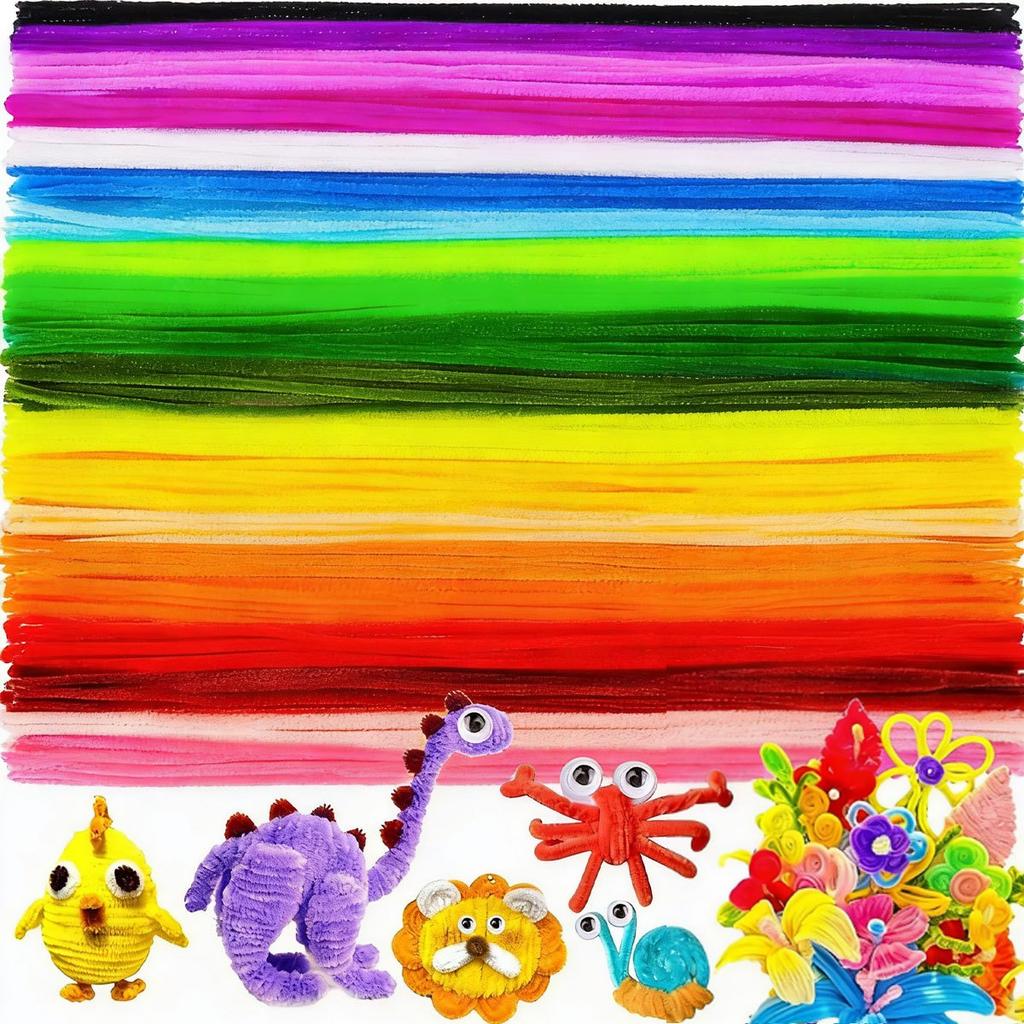 123pcs DIY Pipe Cleaners Set - Assorted Colors Flexible Chenille Stems for Craft Projects, Handmade Flower & Animal ZSY
