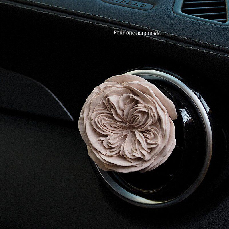 

Preserved Fresh Flower Austin Rose Fragrant Stone Car Air Outlet Aromatherapy Retro Fancy Ins Style Car Interior Milk Coffee