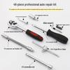 46-Piece Household Repair Tool Set with 1/4 Ratchet, Sockets, Screwdrivers, Hex Key.