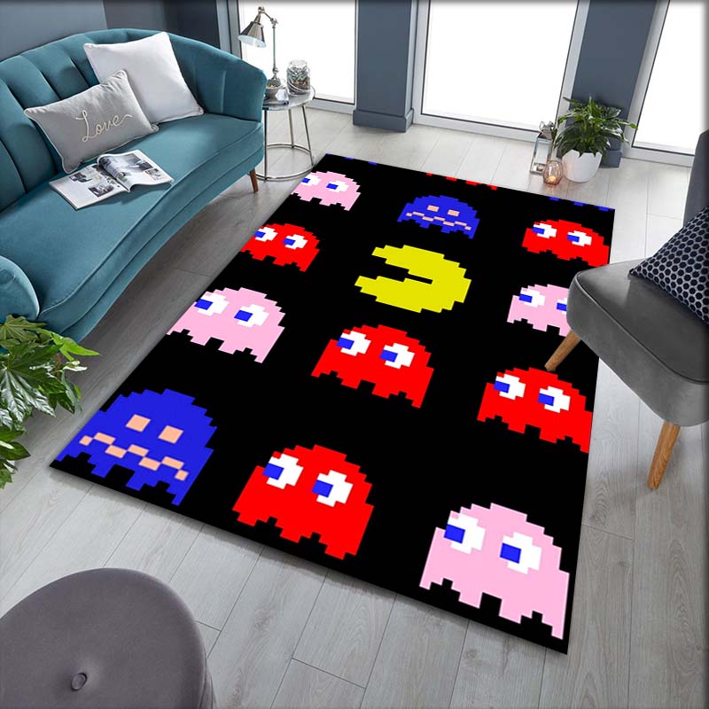

Pac-Man Game Theme Rug Non-Slip Round Carpet Gaming Room Bedroom Living Room Floor Mat Decoration 60x90cm