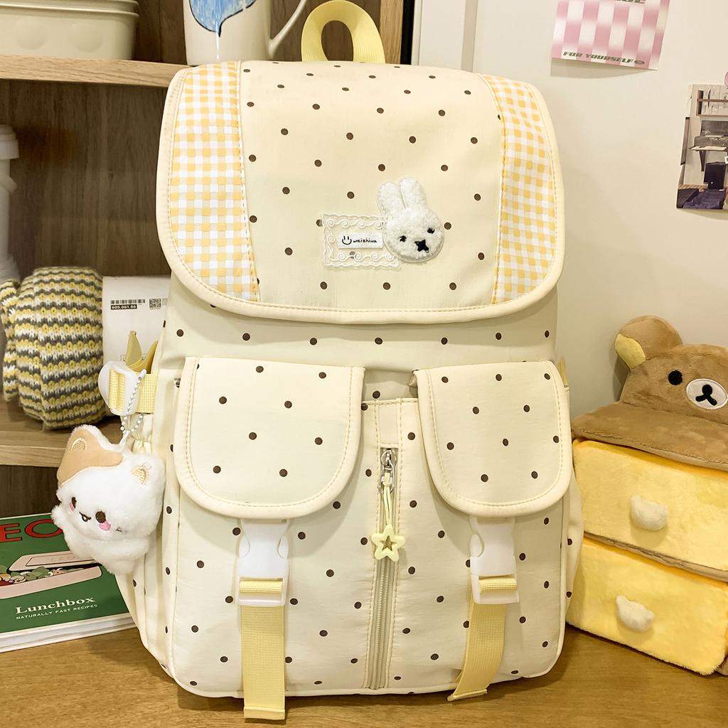 Schoolbag Ice Sea Light Blue Polka Dot Backpack Elementary School Student Versatile School Bag Female Junior High School High School Student Fashion