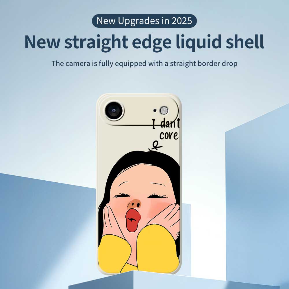 For iPhone 17 Air Case Girl Holding Face Pattern Printing Straight Edge TPU Phone Back Cover