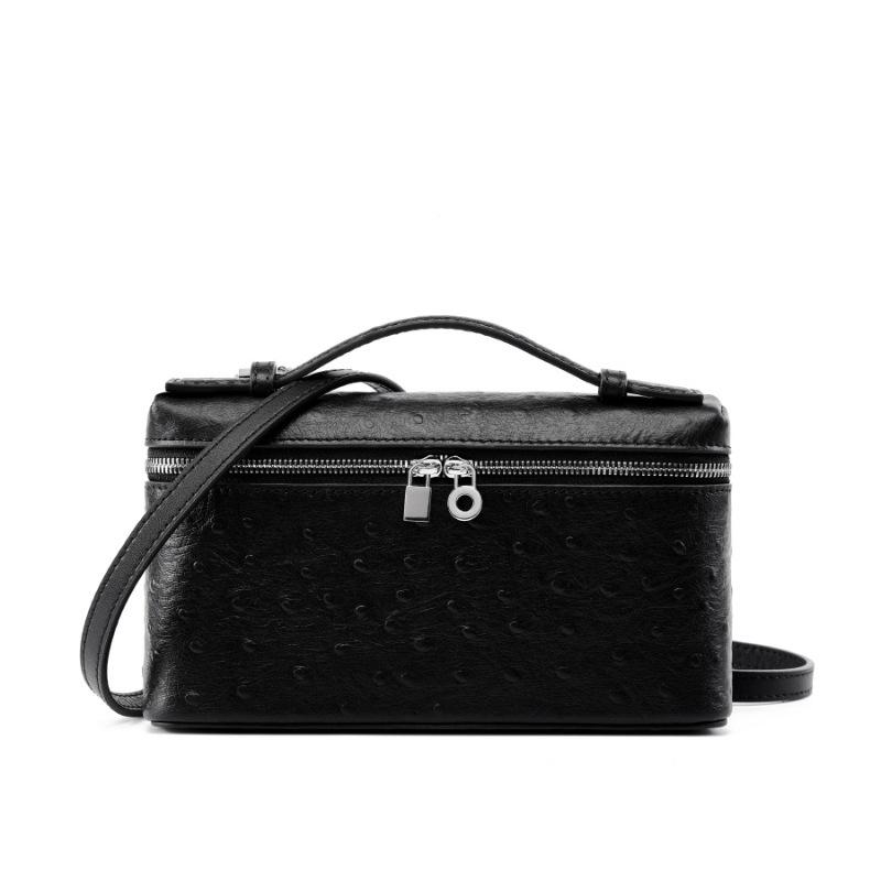 Сумка из натуральной кожи с рисунком под страуса QSL2788 чёрный