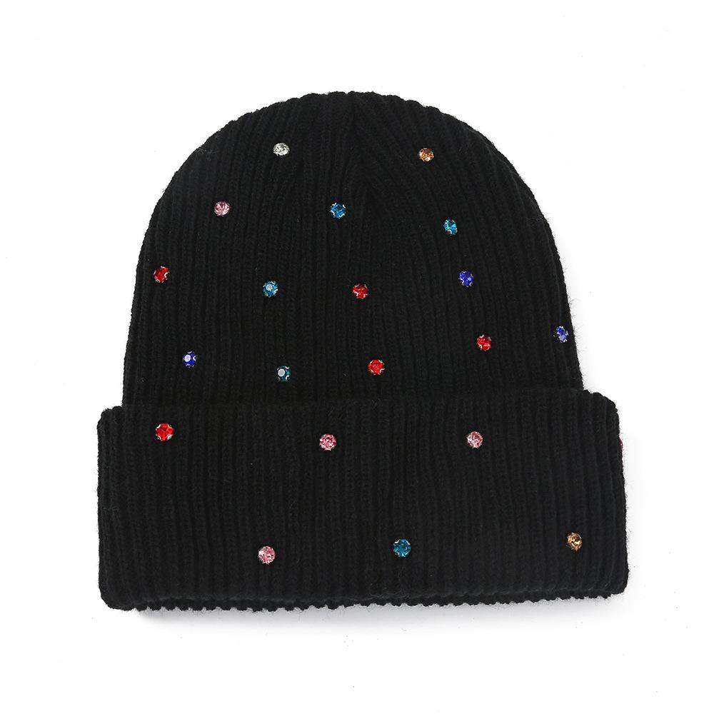 1pc Warmth Soft Knitted Beanie Hat Diamond Decoration Skull Hat Warm Unisex Winter Hat Outdoor Headwear for Activity and Casual