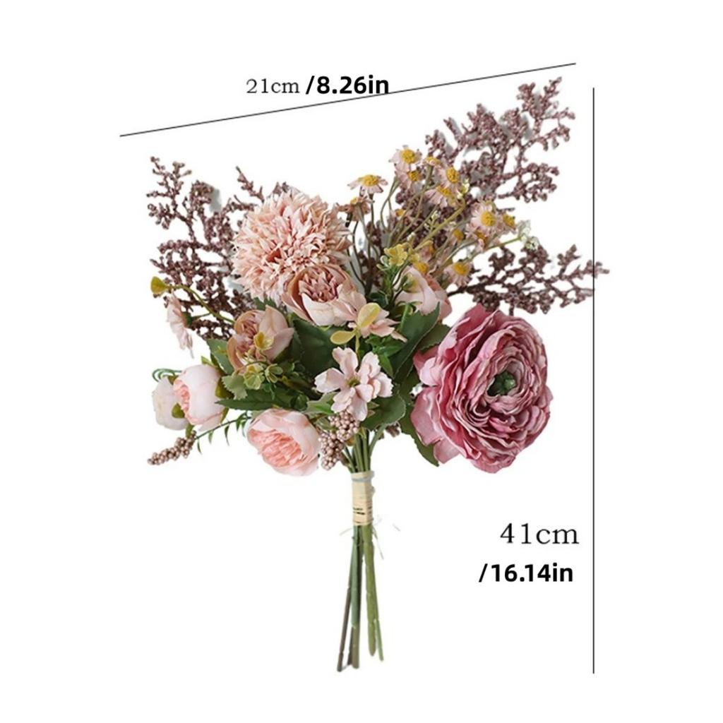 1pc Bright Colored Artificial Blooms Artificial Flower Bouquet Elegant Silk Floral Bouquets for Wedding Home Office Decor for Ta