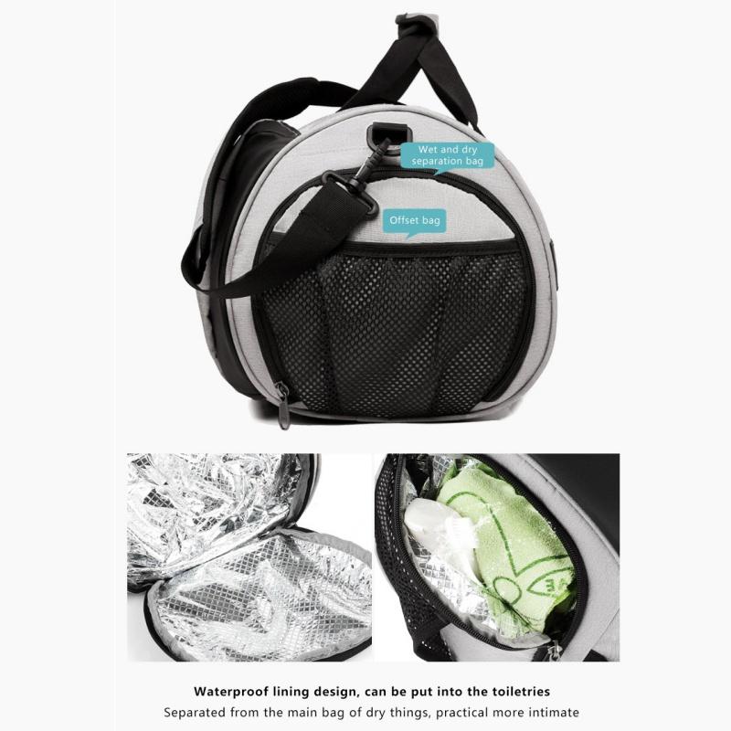 Trendy Portable Outdoor Sport Travel Bag Practical Independent Shoe Pocket Duffel Bag Dry-wet Separation Luggage Bag Cylindrical Touring Business Pack
