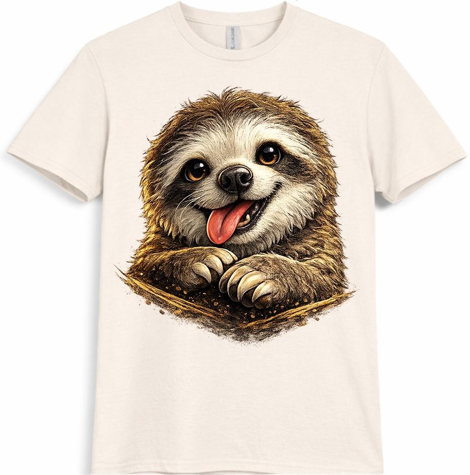 Sloth T Shirt Cute Smiling Animal Graphic Tee Lazy Lover Casual Outfit Top