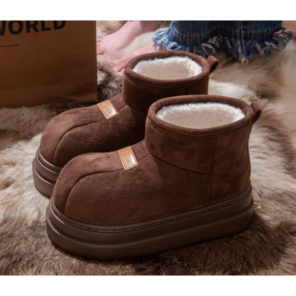 36-45 Thick Soled Warm Cotton Shoes for Women, Winter Outerwear, Anti Slip, Odor Proof, and Fleece Cotton Slippers for Women