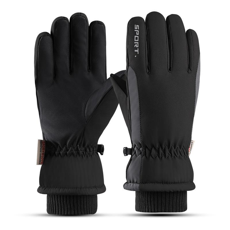 Winter Men's Driving and Skiing Warm Fleece Sports Waterproof and Cold Proof Touch Screen Cycling Gloves