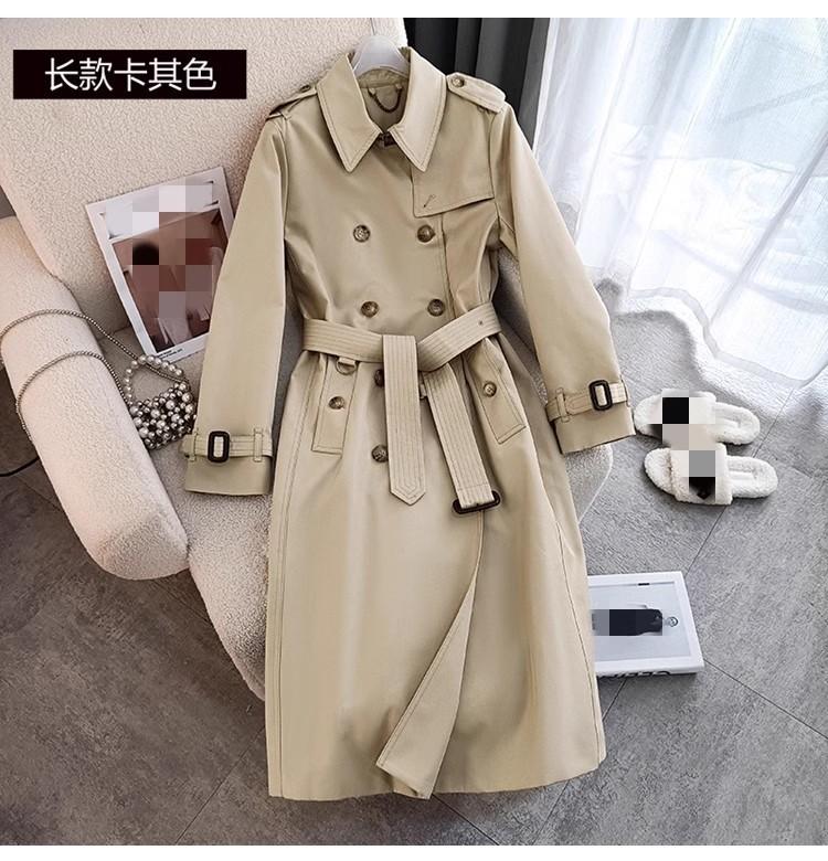 Long trench coat women's autumn clothing high-end feeling over the knee fashion waist temperament double-breasted jacket