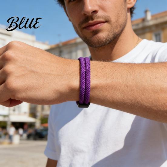 Adjustable Sports Bracelet Men Rope Braided Casual Solid Nylon Color