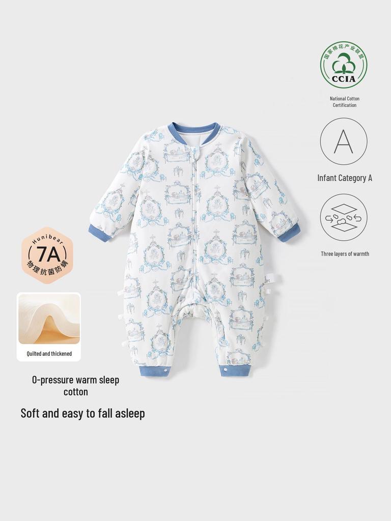 A-Class Pure Cotton Split-Leg Winter Baby Sleeping Bag - Thick, Warm, and Anti-Kick Quilt for Autumn and Winter
