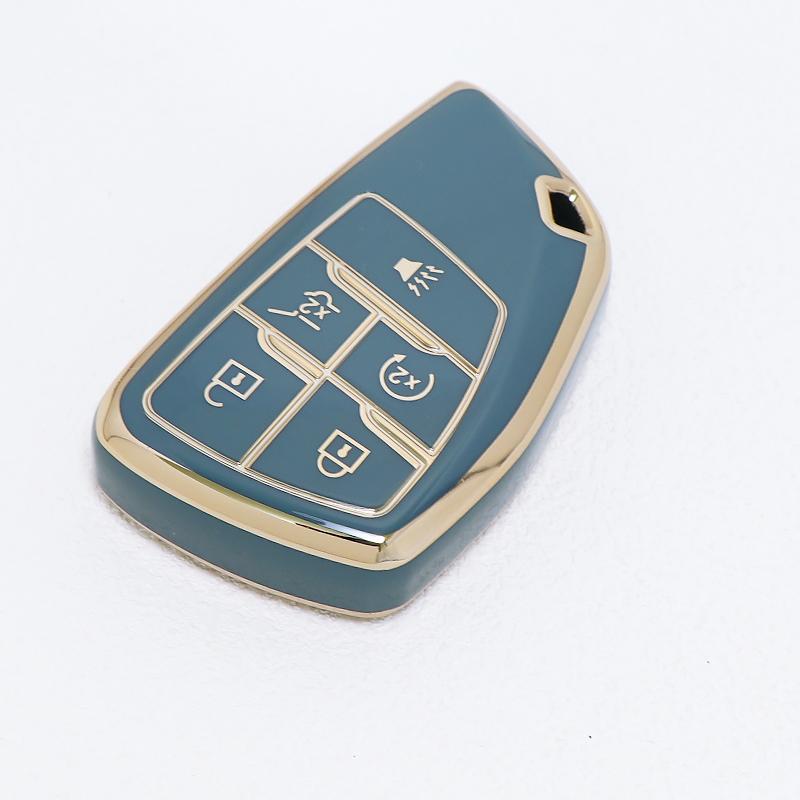 

5 Buttons For GMC Yukon Gold Edge TPU Shell for Buick ENVISION S Plus Avenir for Chevrolet Tahoe Suburban Car Key Case Fob Cover сірий