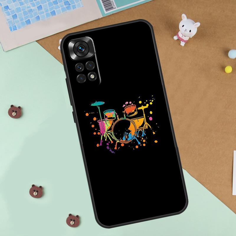 Musical Instrument Drum Case For Xiaomi Redmi Note 13 14 9 10 11 12 Pro 10S 11S 12S Cover For Redmi 13C 10C 12C 14C