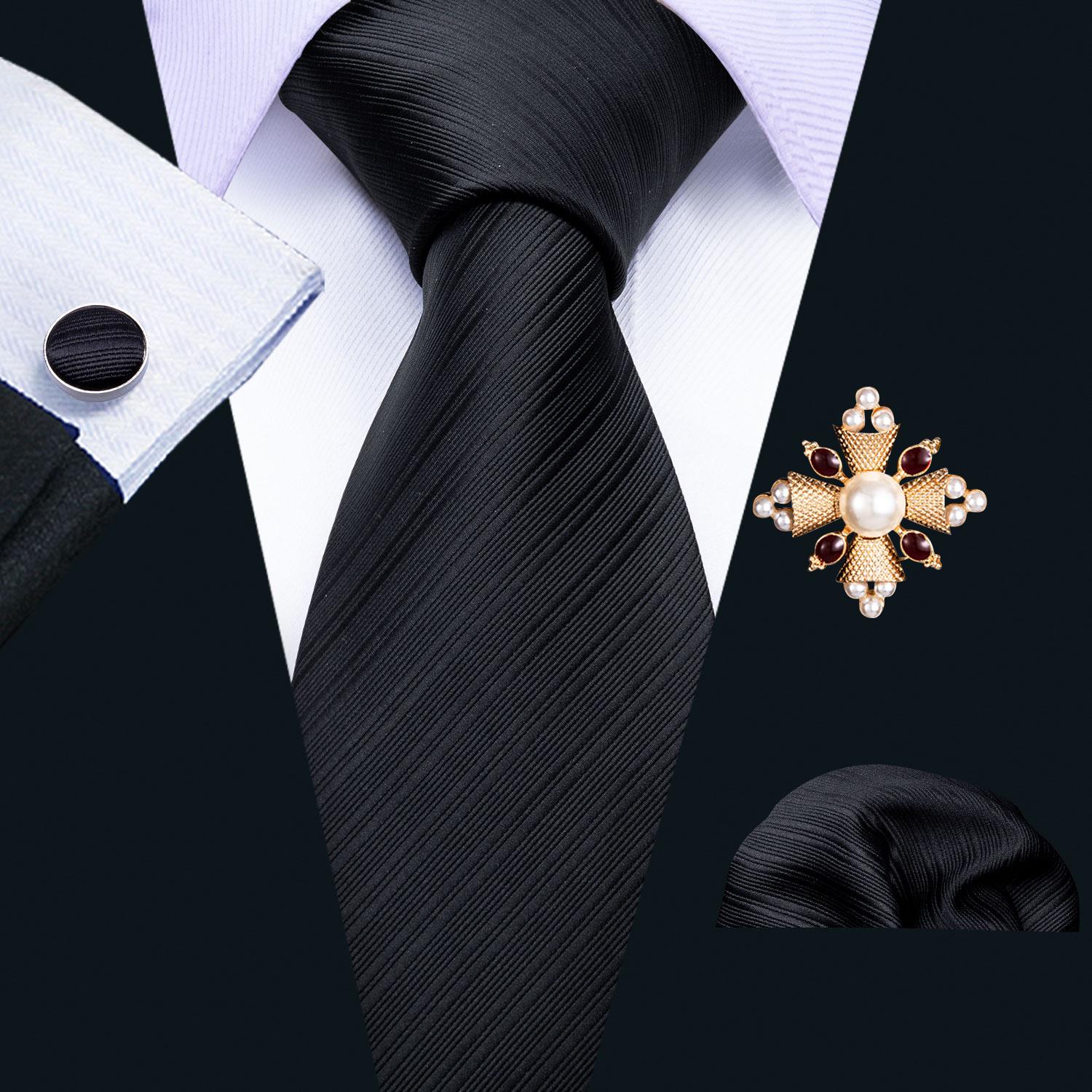 

Мужской галстук Barry.Wang с жемчужной брошью, тканый галстук с узором пейсли, носовой платок, запонки, свадебный формальный комплект N-5089