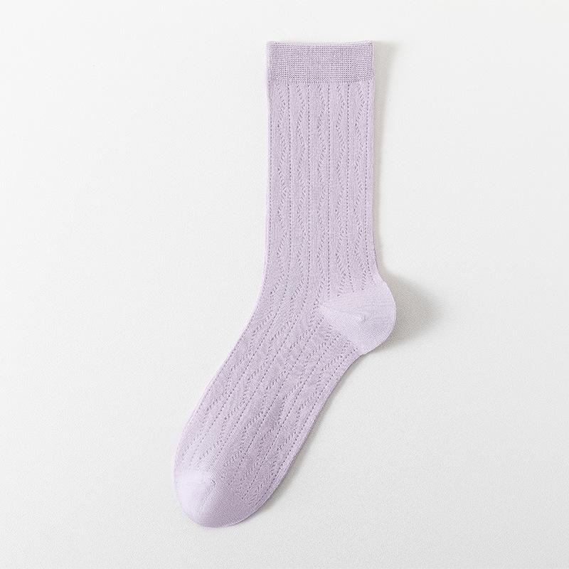 Einfarbige Sommer-Netz-Stulpen für Damen, Leichter Sommerstil, Wadenlang, Atmungsaktive Socken