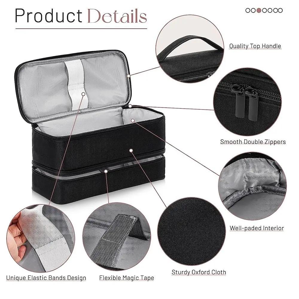 Double-Layer Hair Dryer Case Large Capacity Portable Hair Curler Bag Waterproof for Shark Flexstyle/Dyson Airwrap