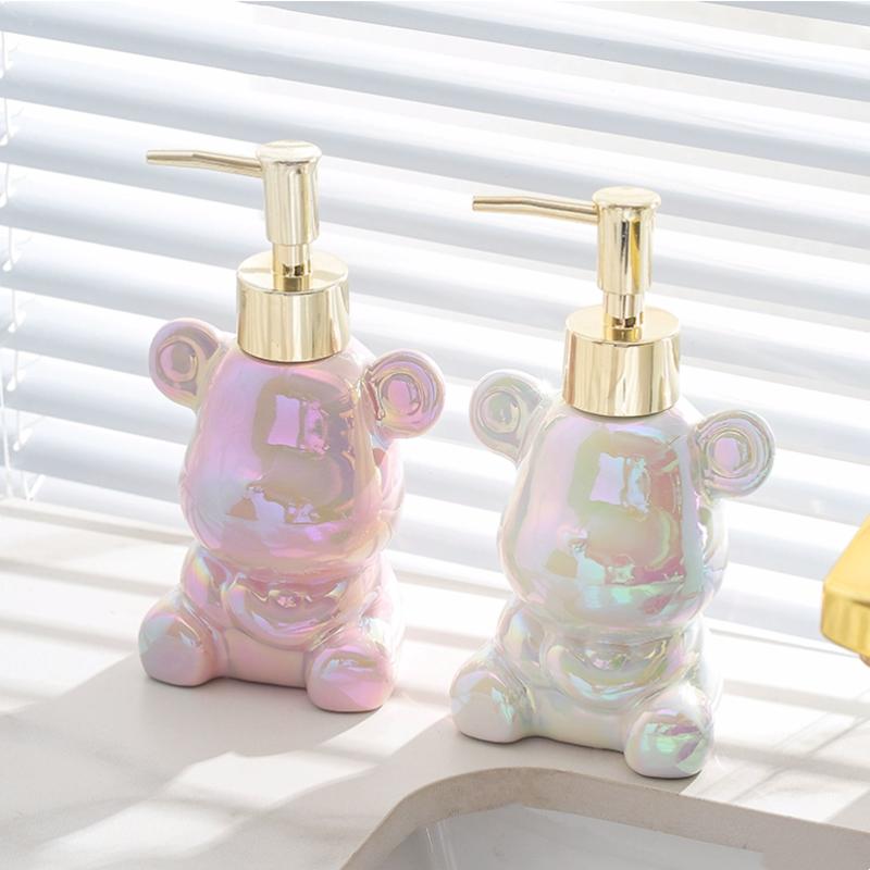 Ceramic Art Cartoon Bear Lotion Bottle, Bathroom Accessories, Household Shower Gel, Sub Packaging Bottle, Luxury Shampoo Bottle