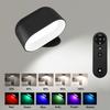Magnetic LED Wall Light Rechargeable Reading Lights 360° Rotation Touch Remote Control Cabinet Spotlight Round Shape Night Lamp