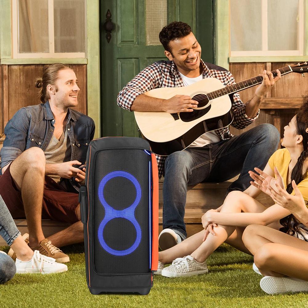 Pokrowiec Przeciwpyłowy Wodoodporny Pokrowiec na Głośnik Pokrowiec Wsuwany Tkanina Nylonowa Wielofunkcyjna Torba z Boczna Kieszenią do Przechowywania Dla JBL Partybox Ultimate