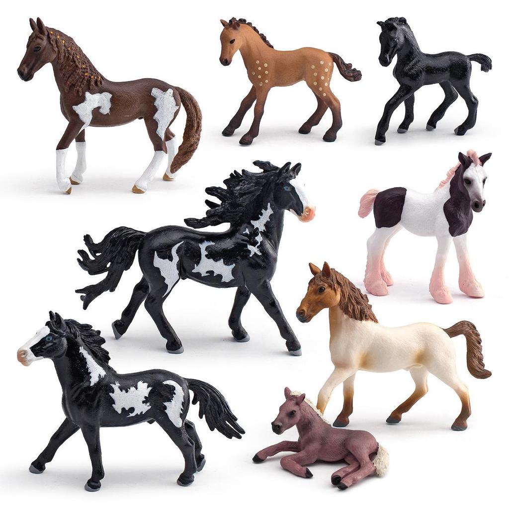 Junma Model Children's Cognitive Simulation of Akhal-Teke and Tennessee Walking Horse Stallion Ornament