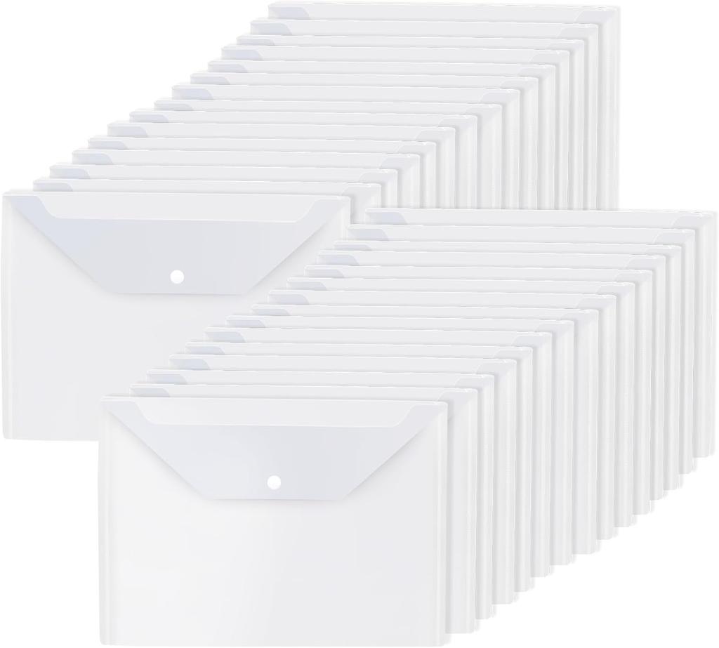 20 PCS Clear Plastic Envelopes, Poly Envelope with Snap Closure Waterproof File Folder for School Home Office, A4 Size