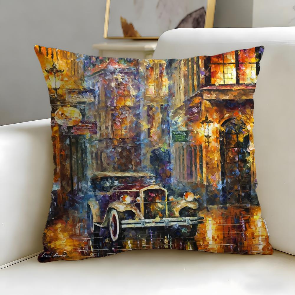 classic artist Leonid Afremov Cushion Cover Soft & Easy-Wash Pillow Case – Versatile for Couch, Bed, Travel and Office