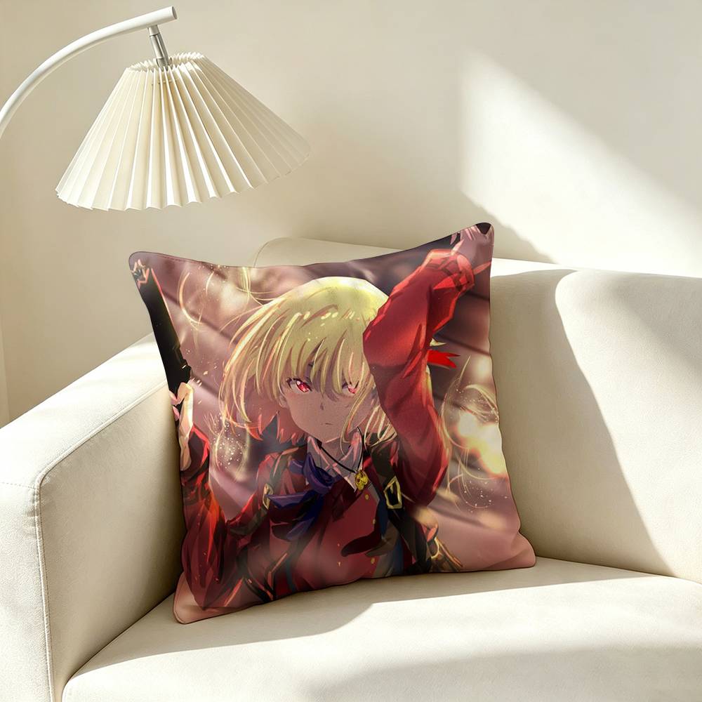 L-Lycoris Recoil Chisato Takina  Pillow Case Square Double-Sided Sofa Cushion Cover Bedroom Bedside Pillow