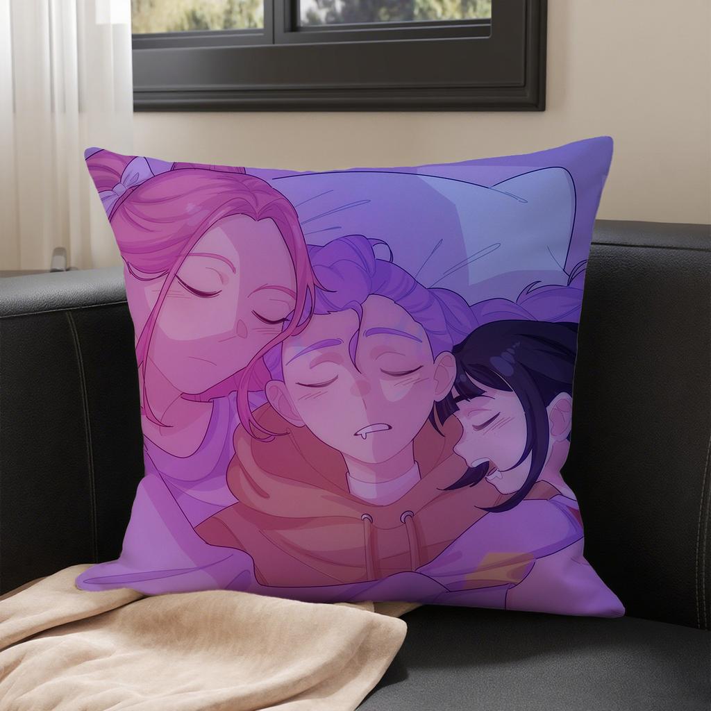 KPop Demon Hunters  Anime show on the pillow: Pink and purple fantasy & Cute character pillowcase fashion home decoration
