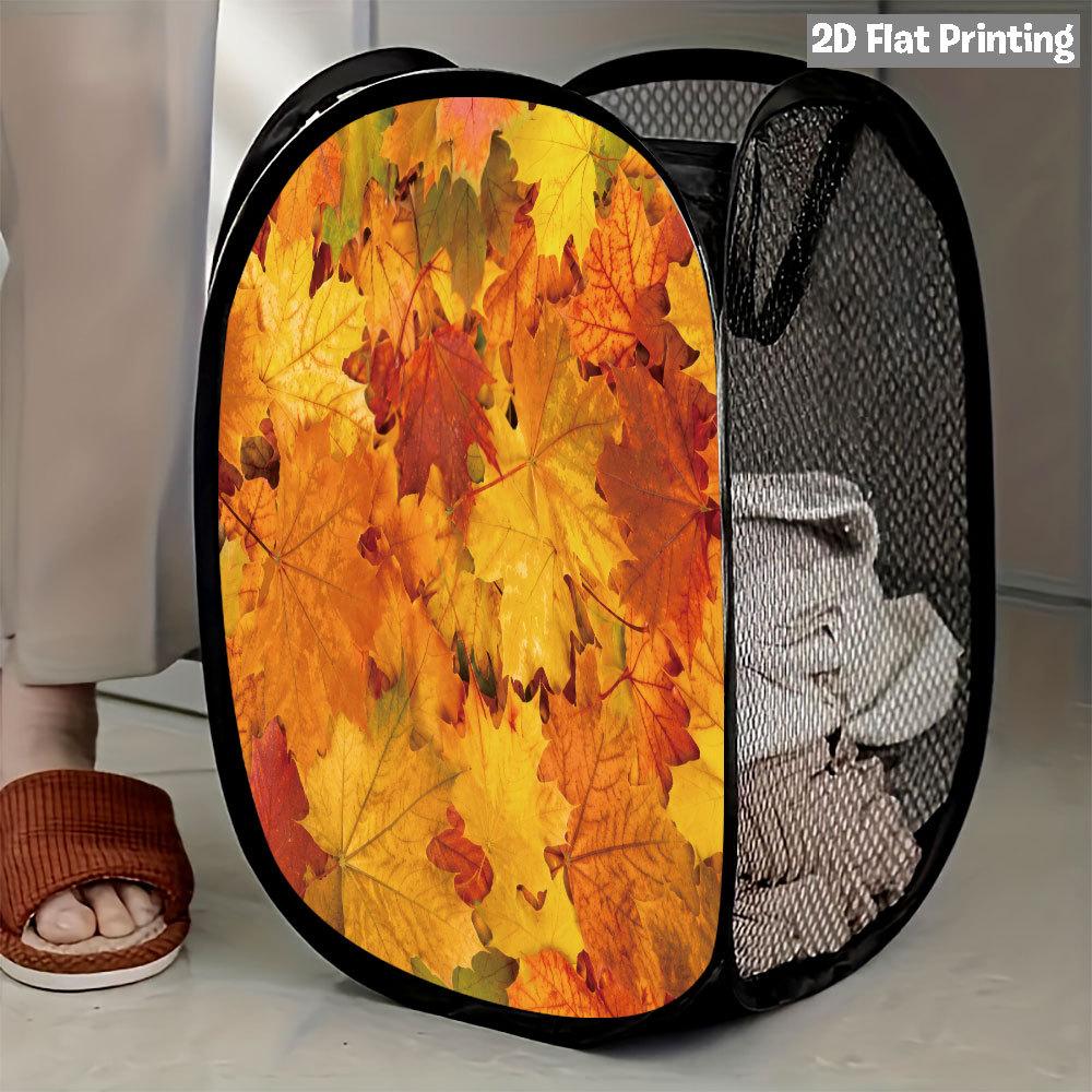 1Pcs Autumn Sunflower Pumpkin Series 3 Pop-Up Laundry Hamper Expandable Mesh Hamper Basket for Room Bedroom Bathroom Organization Contemporary Storage