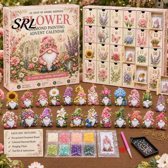 Calendario dell'Avvento di Halloween 31 Giorni Calendario Gnomo, Natale Fai da Te Arte con Diamanti Finti Artigianato Festivo Regalo per la Famiglia Kit, Ornamenti da Appendere Fatti a Mano