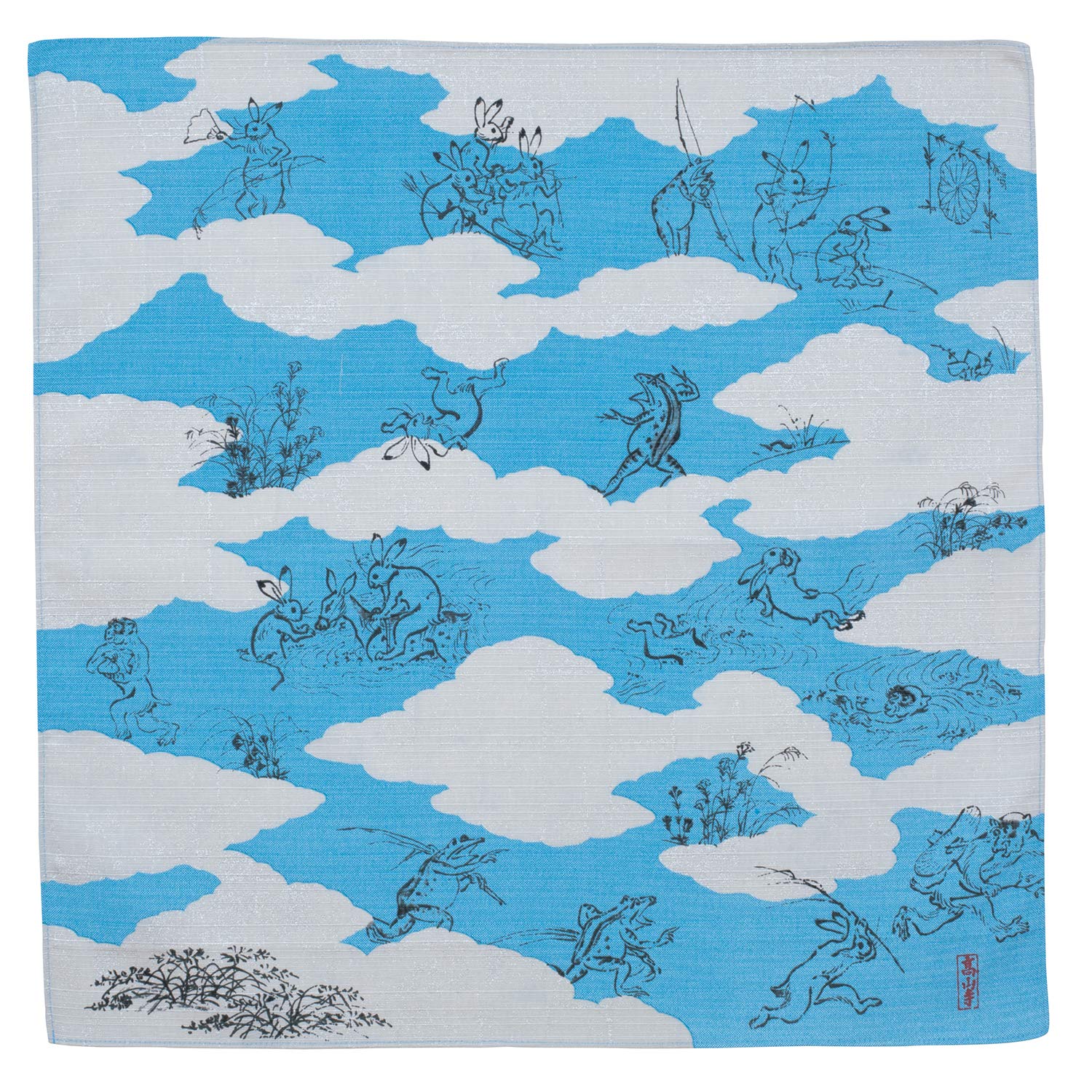 

Musubi Furoshiki Furoshiki приблизительно 48 см Choju Jinbutsu Giga Cloud Remover Синий Сделано в Японии 20826-101