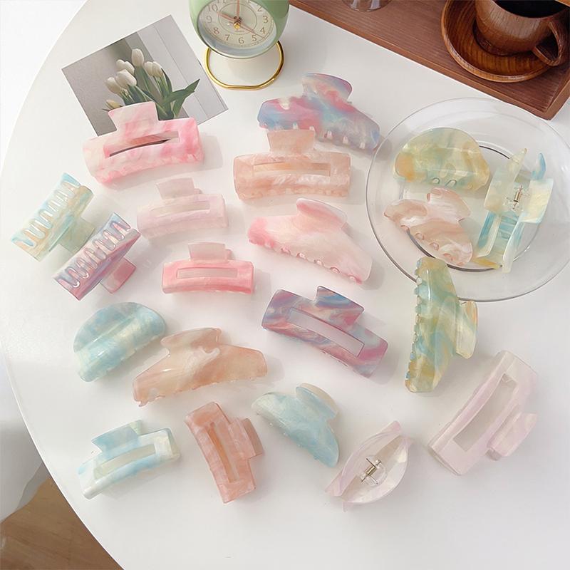 Gradient Color Gripper Korean Edition Large Acrylic Hair Grip Women'S Minimally Designed Back Hair Clip Shark Clip